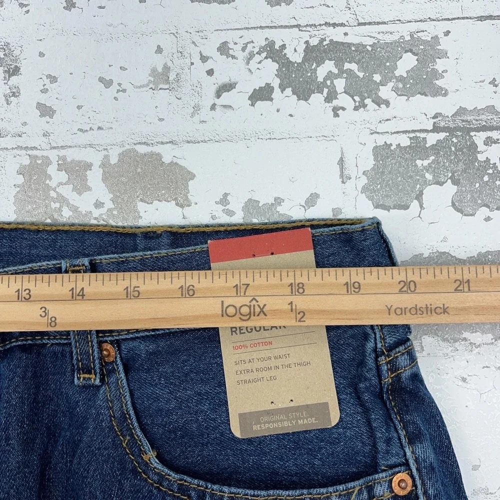 Levis 505 Jeans Men 40x32 Regular Fit Dark Blue Wash Denim Pants Adult CC4 - Picture 10 of 16